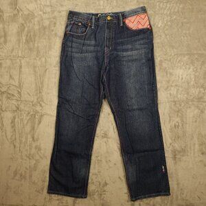 Vintage Coogi jeans Y2K relaxed straight men's 40x34 blue denim patch pocket